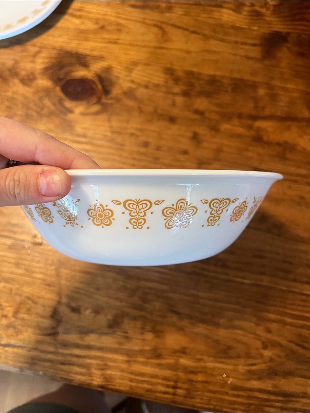 White Gold Floral Pyrex Bowl